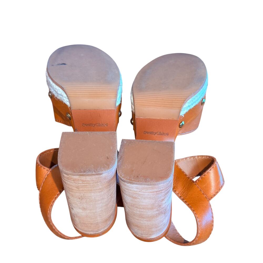 See by Chloe Vivian Espadrille Heel Sandal Shoe 39 Rubber Outsole Ankle Strap - Picture 12 of 15